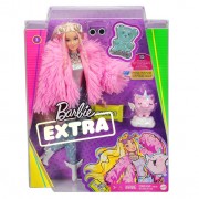 Barbie Extra #3 Лялька в рожевому пальто з єдинорогом-поросям Mattel GRN28