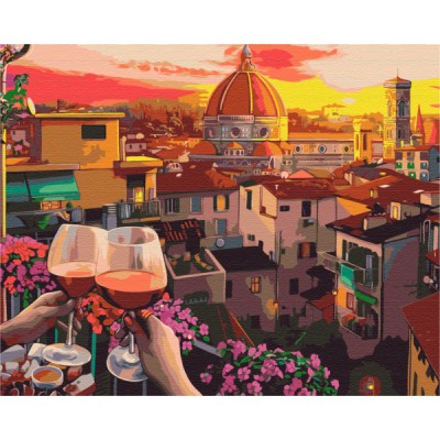 Картина за номерами Затишний вечір з вином BS51583 Brushme Картина за номерами Затишний вечір з вином BS51583 Brushme