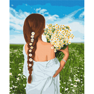 Brushme картина за номерами Дівчина з ромашками, BS51714 Brushme картина за номерами Дівчина з ромашками, BS51714