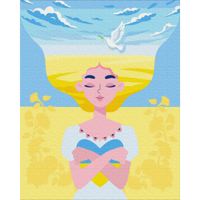 Картина по номерам "С Украиной в сердце " ©Гумiнська Дiана, Brushme Картина по номерам "С Украиной в сердце " ©Гумiнська Дiана, Brushme