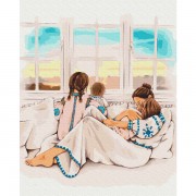 Картина за номерами "Материнське тепло" мама з дівчатками ©Alla Berezovska, Brushme