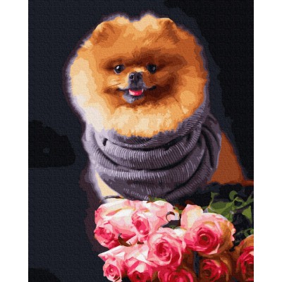 Картина по номерам "Собака в цветах", Brushme Картина по номерам "Собака в цветах", Brushme