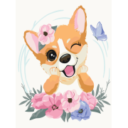 Картина за номерами Коргі в квіточках Brushme