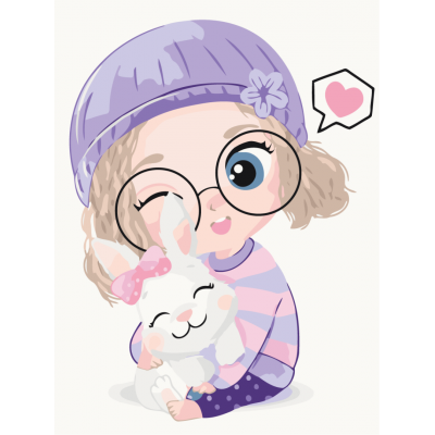 Картина за номерами Дівчинка з кроликом Brushme Картина за номерами Дівчинка з кроликом Brushme