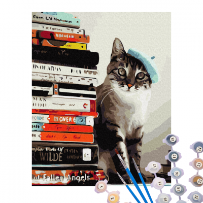 Кот-читайлик картина по номерам, Brushme Кот-читайлик картина по номерам, Brushme