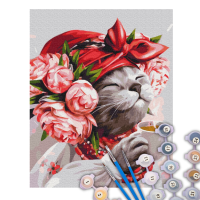 Картина за номерами Brushme Кішка господиня © marysha_art Картина за номерами Brushme Кішка господиня © marysha_art