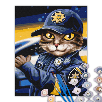 Картина за номерами Котик поліцейський ©marysha_art, Brushme Картина за номерами Котик поліцейський ©marysha_art, Brushme