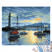 Преміум картина за номерами Маяк і кораблі, Brushme