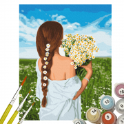 Brushme картина по номерам Девушка с ромашками, BS51714