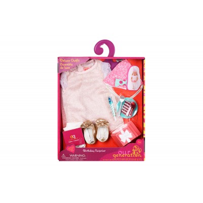 Набір одягу для ляльок Deluxe для Дня народження з аксесуарами Our Generation Набір одягу для ляльок Deluxe для Дня народження з аксесуарами Our Generation