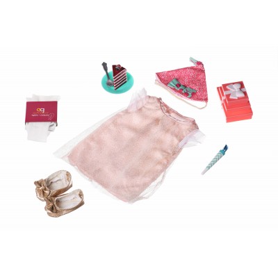 Набір одягу для ляльок Deluxe для Дня народження з аксесуарами Our Generation Набір одягу для ляльок Deluxe для Дня народження з аксесуарами Our Generation