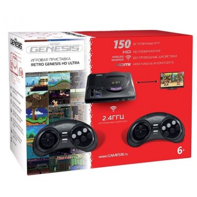 Retro Genesis 16 bit HD Ultra (150 игр, 2 беспроводных джойстика, HDMI кабель) Retro Genesis 16 bit HD Ultra (150 игр, 2 беспроводных джойстика, HDMI кабель)